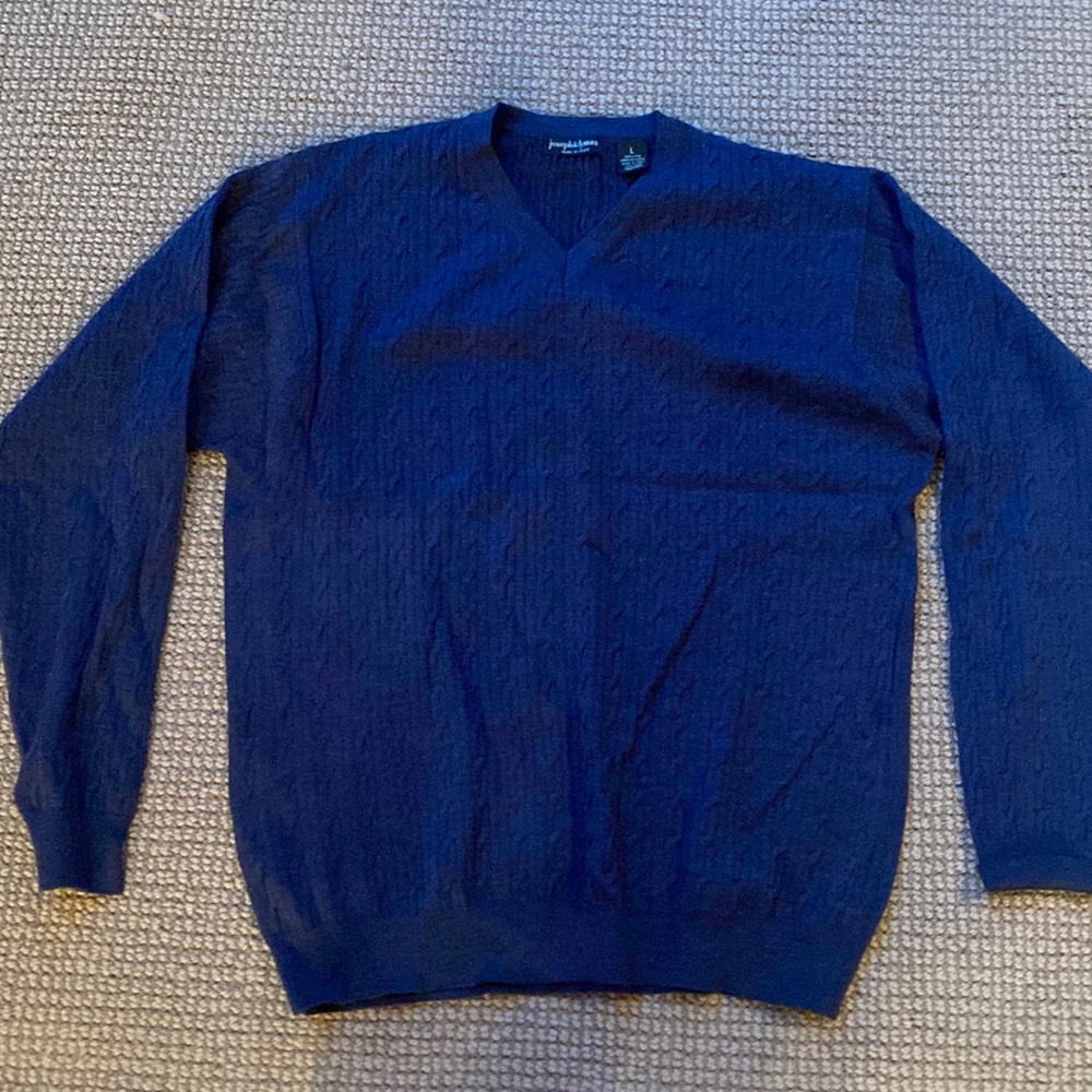 Joseph & Lyman 100% Merino Wool Cable Knit V Neck Sweater Men's Large